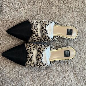 Black and Leopard Pointed-Toe Slip-On Flats
